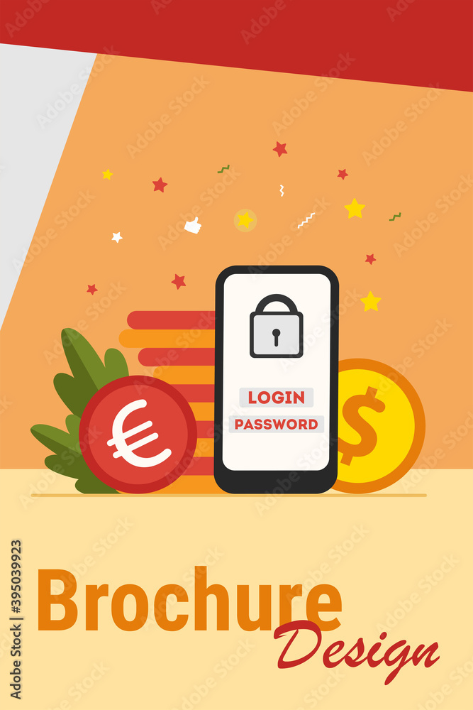 Locked screen of smartphone and pile of coins. Application, cash, money flat vector illustration. Finance and online banking concept for banner, website design or landing web page Locked screen of smartphone and pile of coins. Application, cash, money flat vector illustration. Finance and online banking concept for banner, website design or landing web page