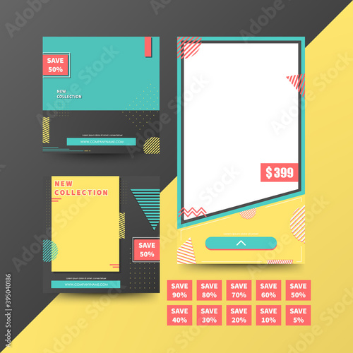 Banner design with discount tag  for advertisign. Vector EPS10. photo