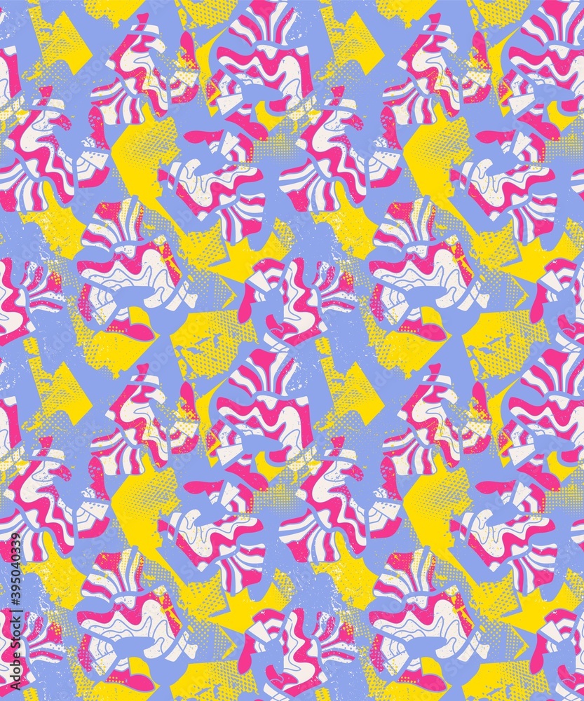 Hand drawn abstract psychedelic seamless pattern with grunge spots Hand drawn abstract psychedelic seamless pattern with grunge spots