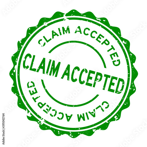 Grunge green claim accepted word round rubber seal stamp on white background