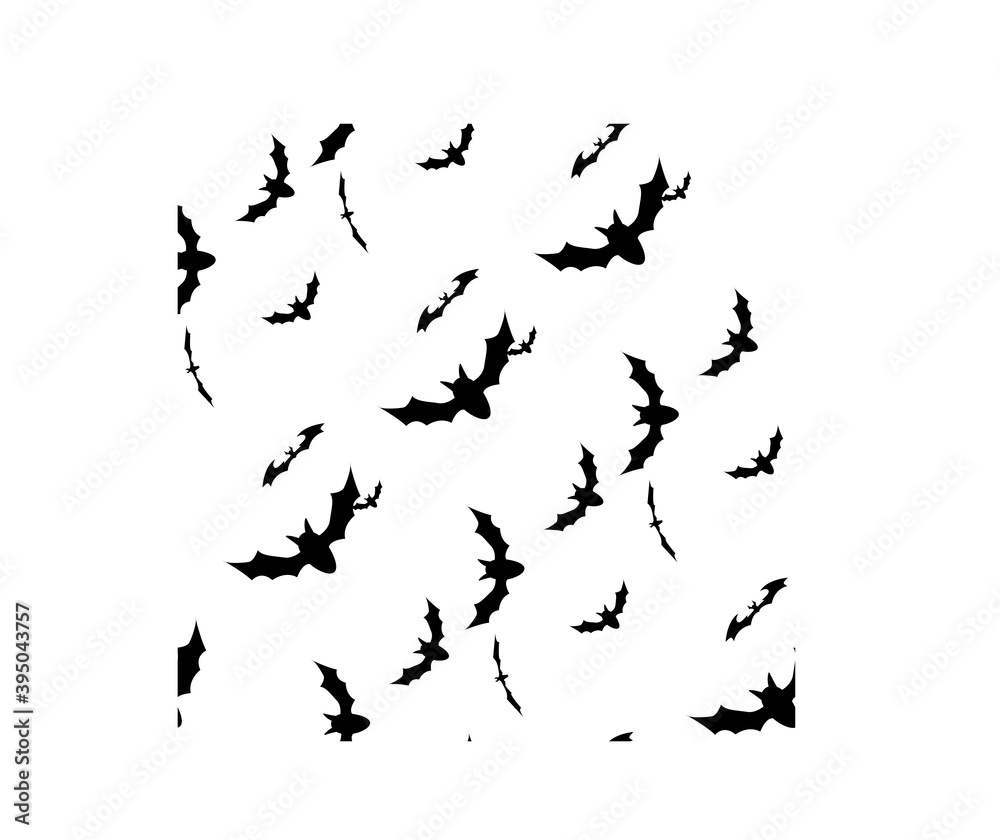 Obraz premium Seamless background with flying bats. Traditional Halloween symbols. Seamless halloween background with black bats. Flat style on a white background. Vector