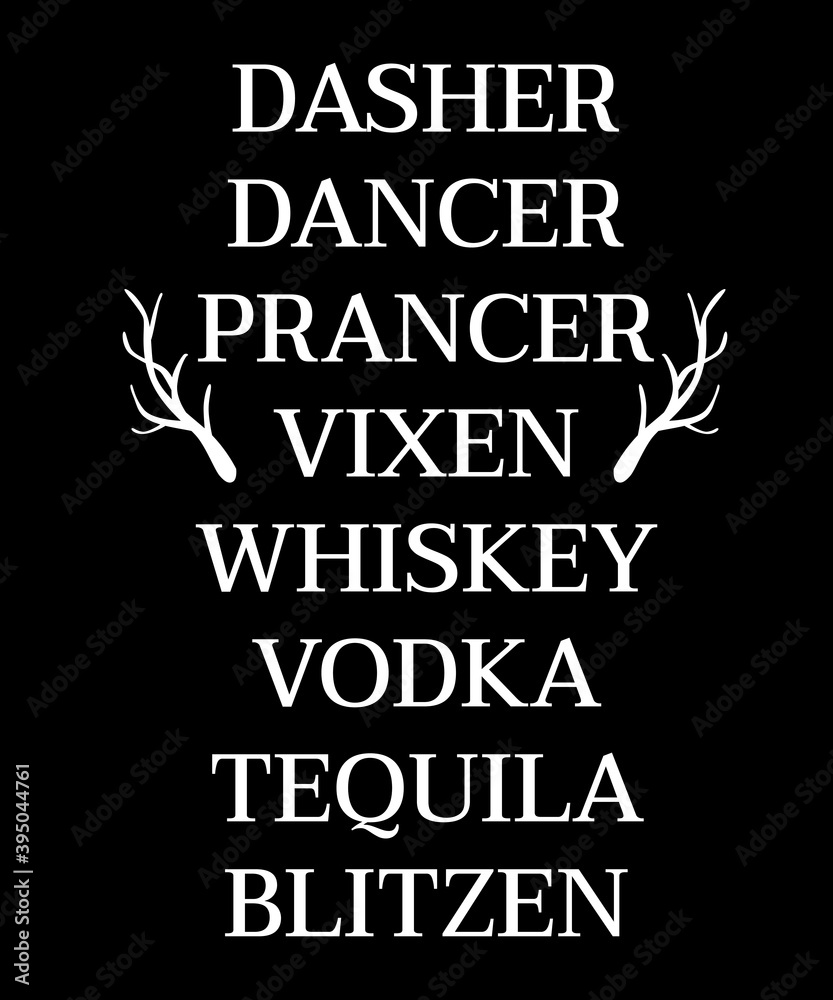 Santa's Reindeer Names - Calligraphy Phrase For Christmas - For T-shirt, Laser Cutting, Sublimation, Hobby, Cards, Invitations, Website Or Crafts Projects Santa's Reindeer Names - Calligraphy Phrase For Christmas - For T-shirt, Laser Cutting, Sublimation, Hobby, Cards, Invitations, Website Or Crafts Projects