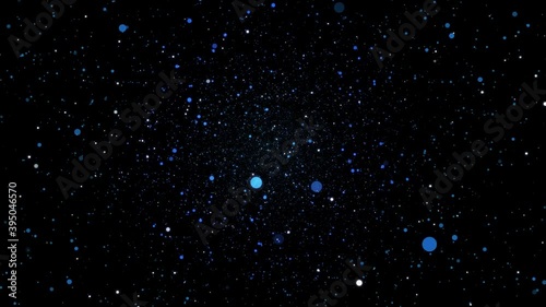 Floating dust particles shimmering on a blue background, bokeh abstract background