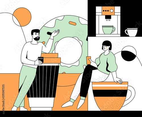Coffee break - modern flat design style illustration