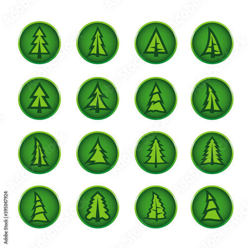 Trees. Collection of design elements. Icons set.