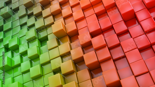 3d Rendering of a colorful wall made with cubes