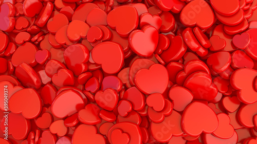 3d rendering of a bunch of red hearts