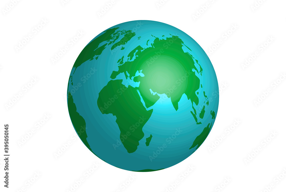Cartoon planet earth for web design. Flat with planet earth on white background for concept design. Stock image. EPS10.