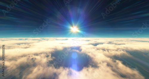 fly above clouds sunset landscape 3d render © aleksandar nakovski