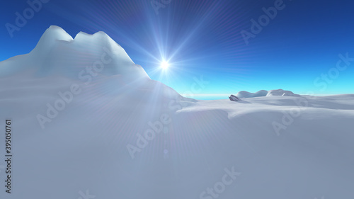 Ice berg on see 3d render