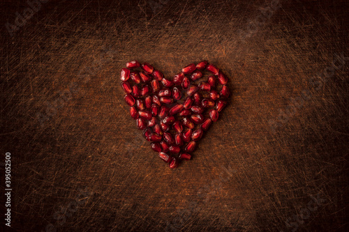 A pomagranate seed shaped heart