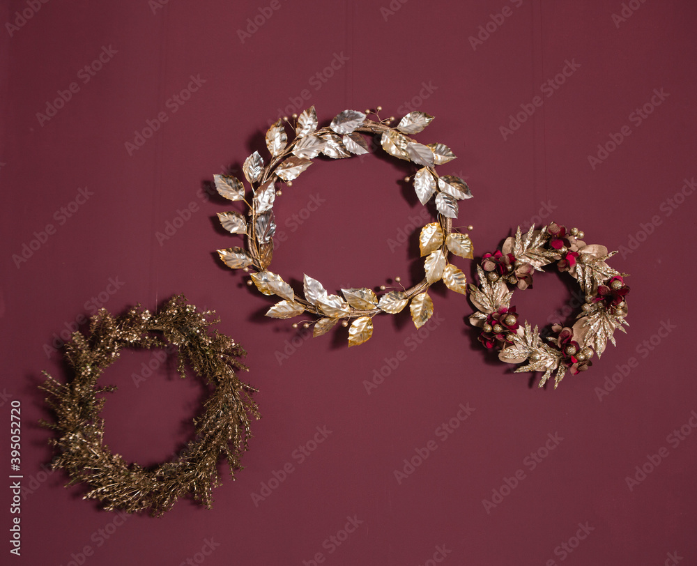 Obraz premium christmas holiday home decor burgundy style gold