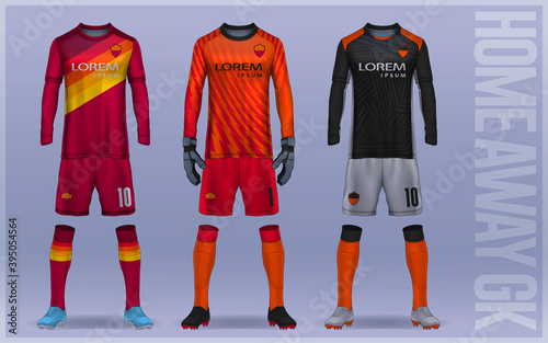 t-shirt sport design template, Soccer jersey mockup for football club. Goalkeeper jersey.