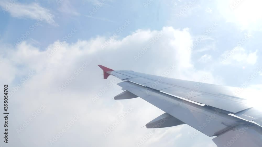 Sky from airplane with wing fly over cloud Sky from airplane with wing fly over cloud