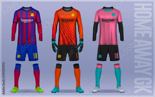 t-shirt sport design template, Soccer jersey mockup for football club. Goalkeeper jersey.