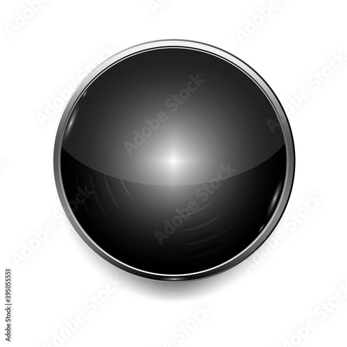 Circle shape template illustration. Black button in abstract style. Round shape. Stock image.