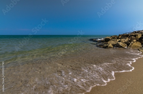Fototapeta Naklejka Na Ścianę i Meble -  Seascape with rocks and calm sea