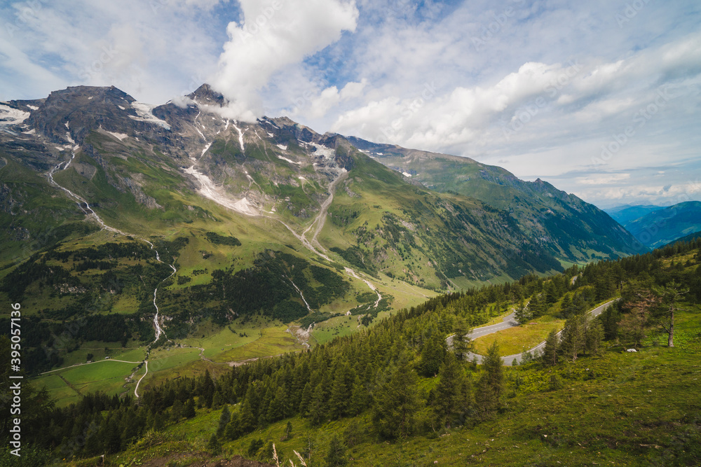 Road Grossglockner in summer, beautiful scenic road in the Austrian Alps, touristic destination in Europe Road Grossglockner in summer, beautiful scenic road in the Austrian Alps, touristic destination in Europe