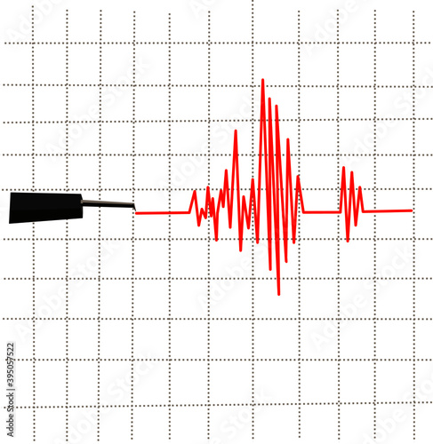 Seismograph measurement line for earthquakes warning sign illustration vector background  photo