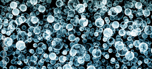 Water spray and water bubbles Splash on black background 3d illustration