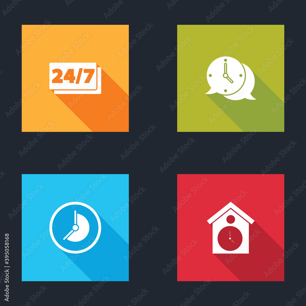 Set Clock 24 hours, speech bubble, and Retro wall watch icon. Vector. Set Clock 24 hours, speech bubble, and Retro wall watch icon. Vector.
