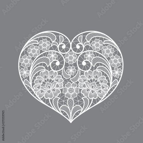 heart with lace flowers. decorative element