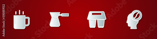 Set Coffee cup, turk, to go and Barista icon. Vector.