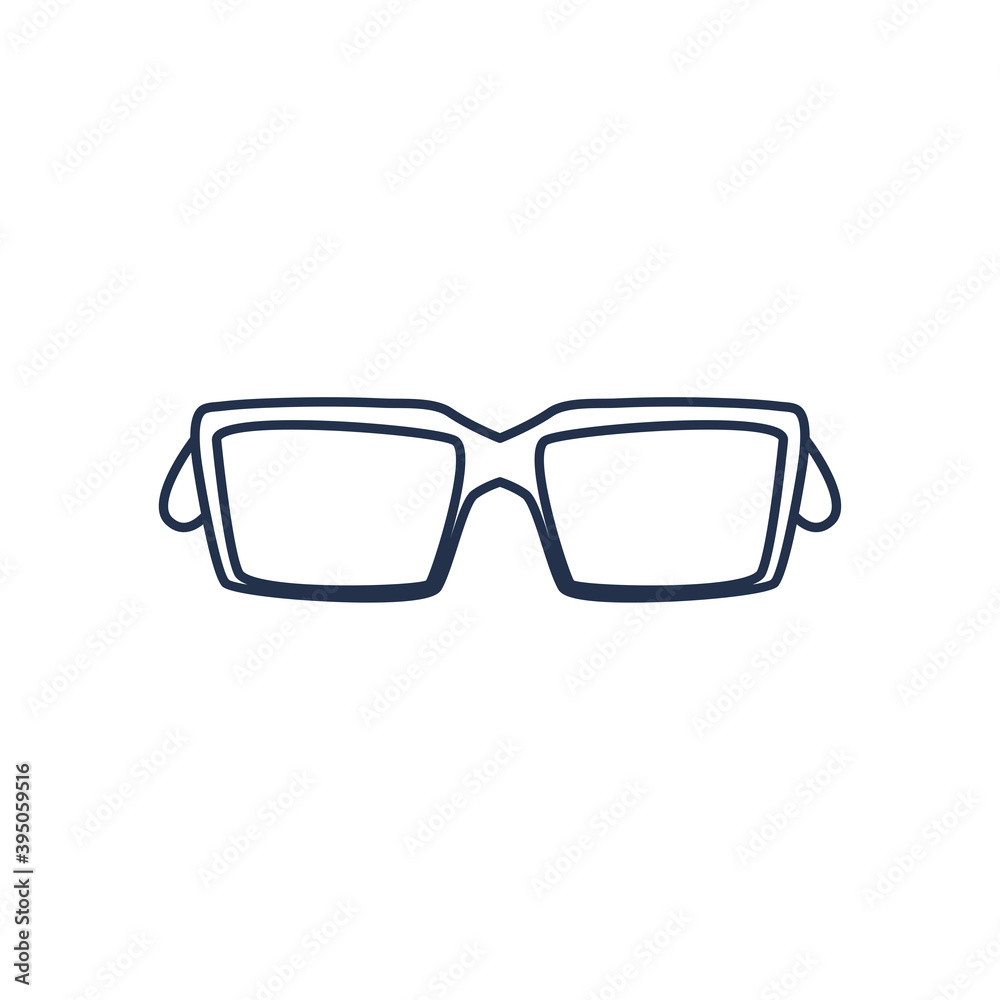 glasses with rectangle lens, line style on white background glasses with rectangle lens, line style on white background
