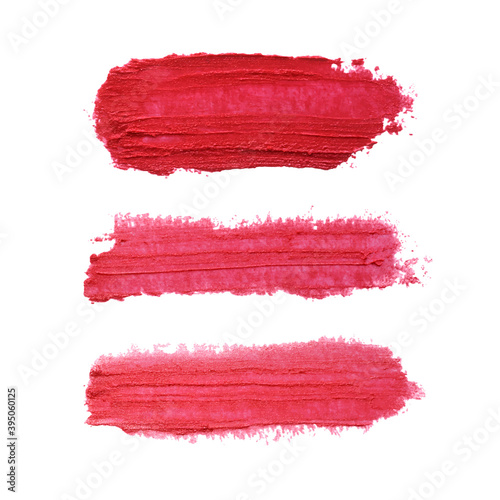 Set of three red lipstick smudges