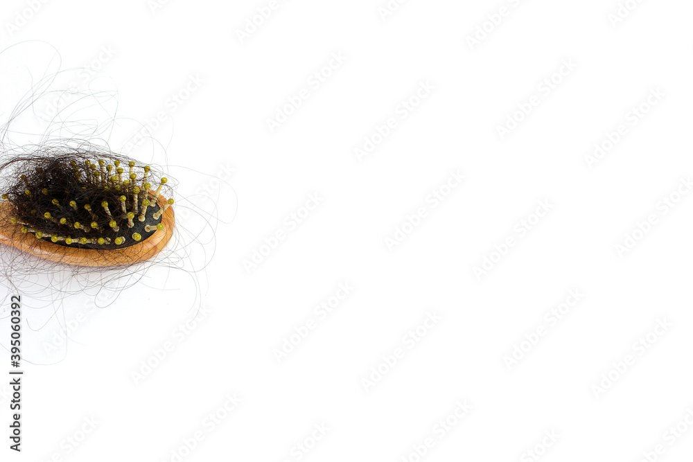 Comb with hair loss, hair fall everyday, serious problem of daily life, hair loss on white background. Comb with hair loss, hair fall everyday, serious problem of daily life, hair loss on white background.