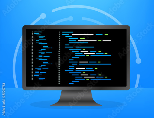 Digital java code text. Computer software coding vector concept. Programming coding script java, digital program code on screen illustration. Vector stock illustration.