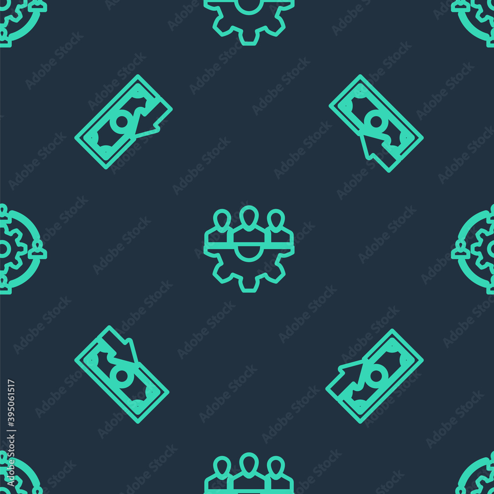Set line Project team base, Cash back and Outsourcing concept on seamless pattern. Vector. Set line Project team base, Cash back and Outsourcing concept on seamless pattern. Vector.
