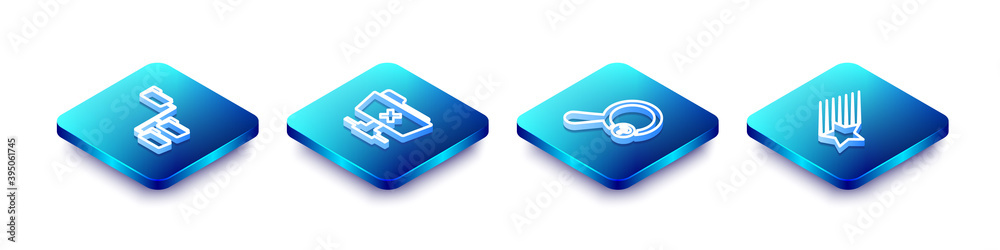 Set Isometric line Folder tree, FTP cancel operation, Unknown search and Falling star icon. Vector. Set Isometric line Folder tree, FTP cancel operation, Unknown search and Falling star icon. Vector.