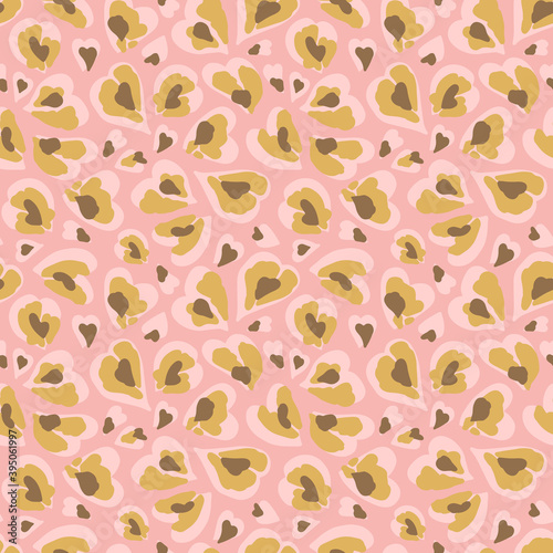 Vector illustration. Seamless pattern with hearts and leopard spots.