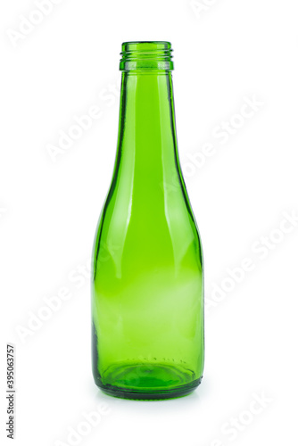 Empty small bottle of wine isolated on a white background