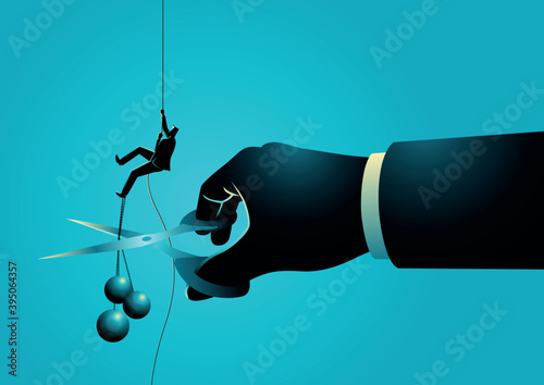 Cut loss business concept