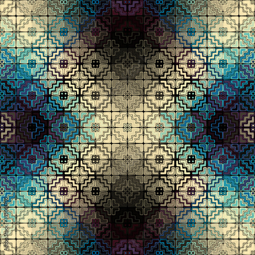 Seamless background pattern. Abstract ethnic tribal pattern in low poly style. Vector image