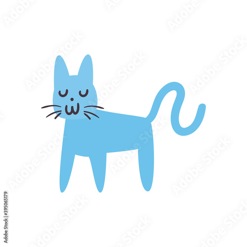 Cute cat cartoon daily sticker flat style icon vector design