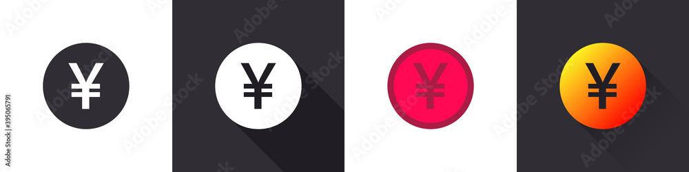 Obraz premium Yen icons. Japanese yen sign. Money symbols. Money icon concept. Flat icons in a different style. Vector illustration