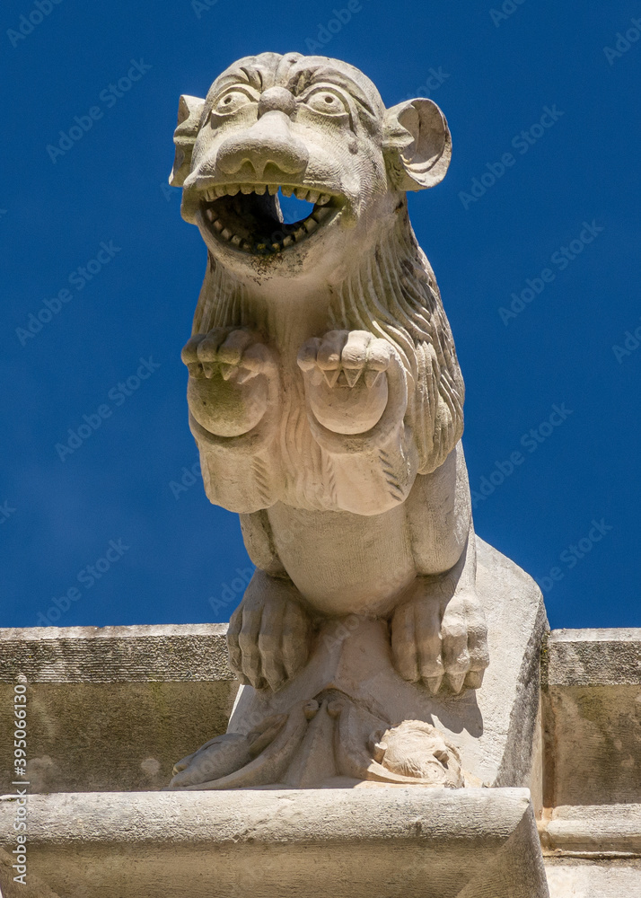 Obraz premium Gargoyle Resembling An Animal With Multiple Characteristics in Alcobaça, Portugal