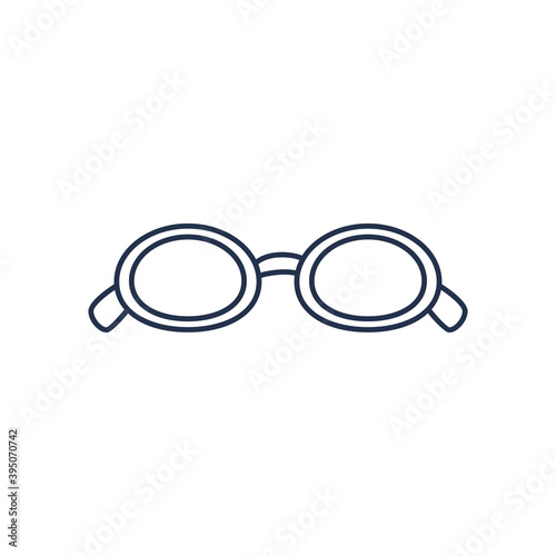 glasses of small round frame, line style on white background