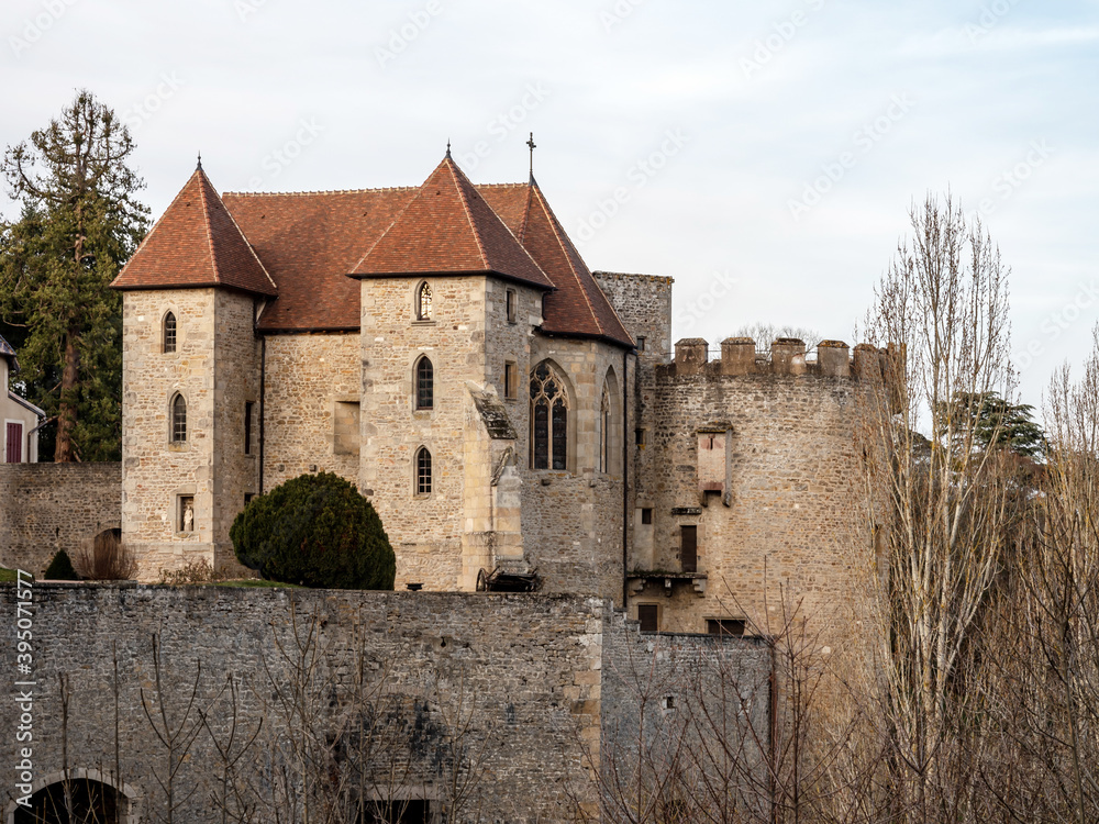 Old streets and medieval castles of a small Burgundy town