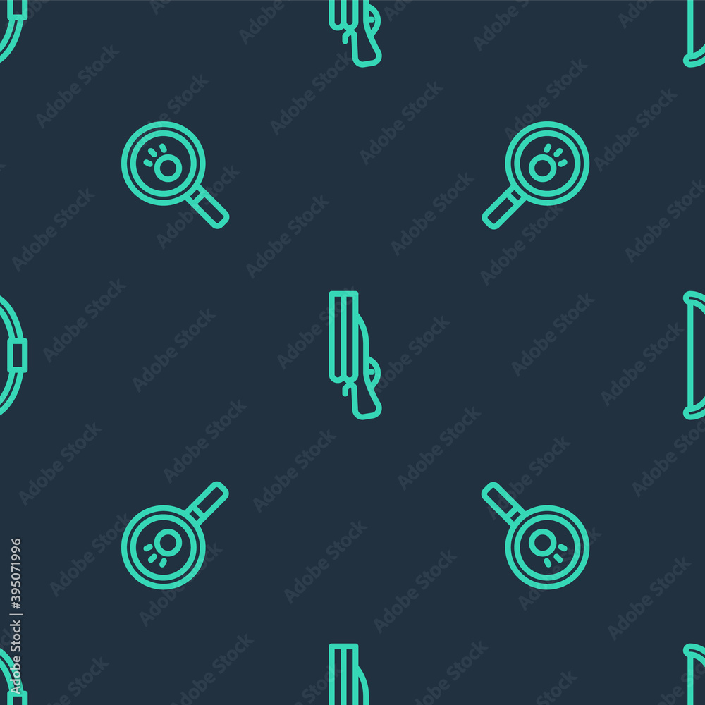 Set line Shotgun, Paw search and Bow on seamless pattern. Vector. Set line Shotgun, Paw search and Bow on seamless pattern. Vector.