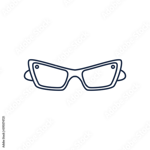 glasses feminine, line style in white background