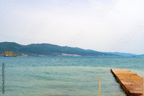 Beautiful landscape with sea bay and small pier