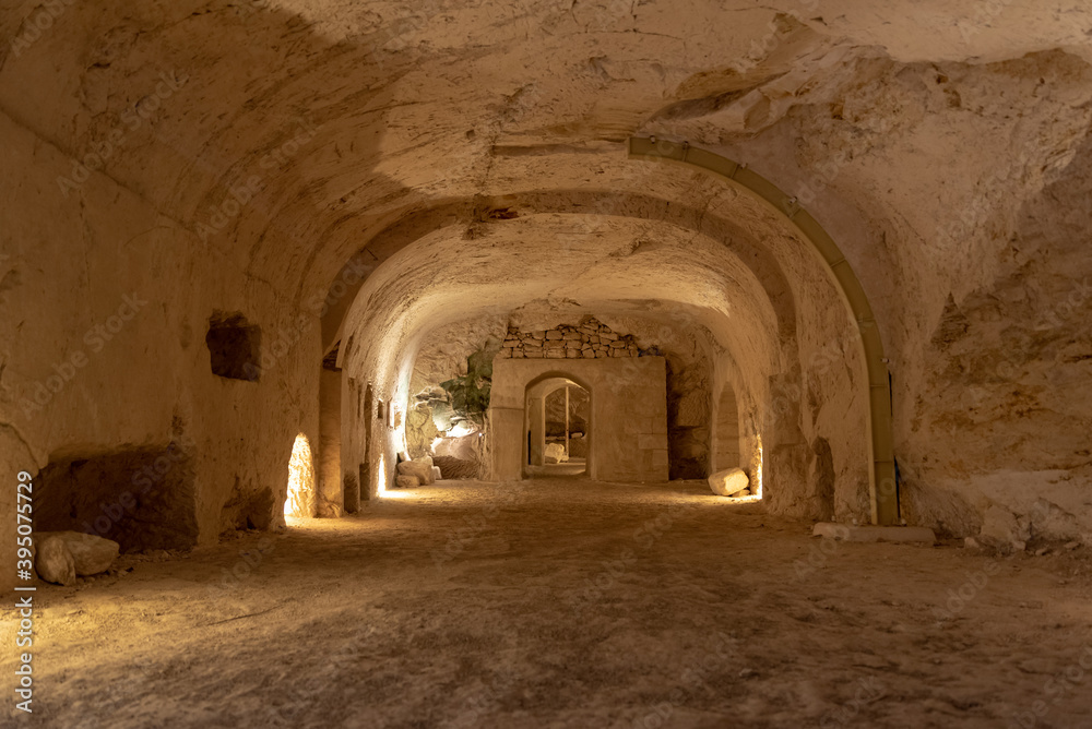 Interior of the Cave of Yehuda Hanassi at Bet She'arim in Kiryat Tivon Israel.