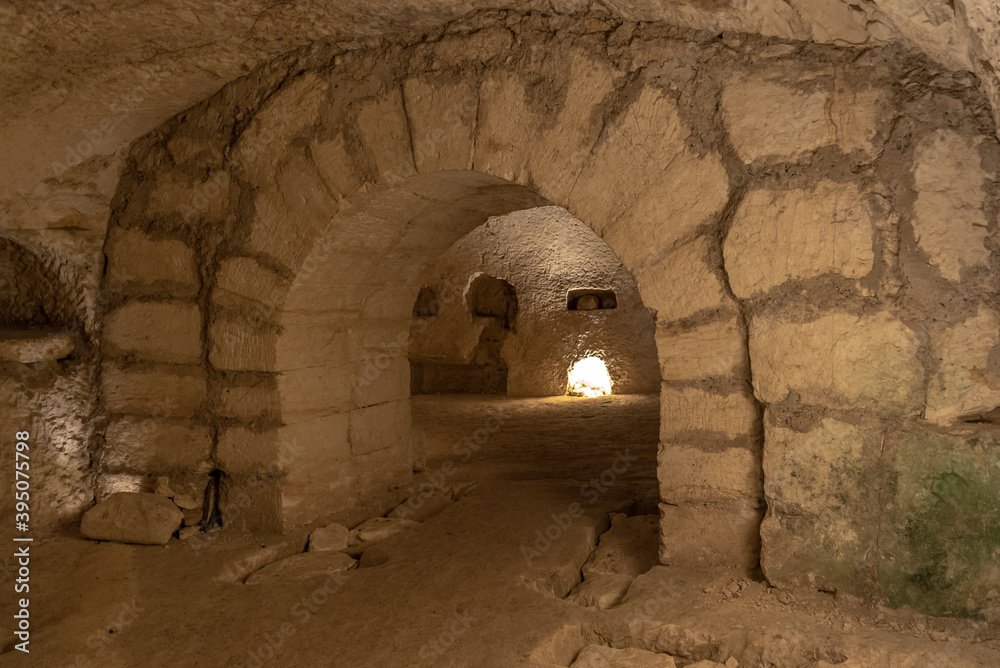 Interior of the Cave of Yehuda Hanassi at Bet She'arim in Kiryat Tivon Israel.