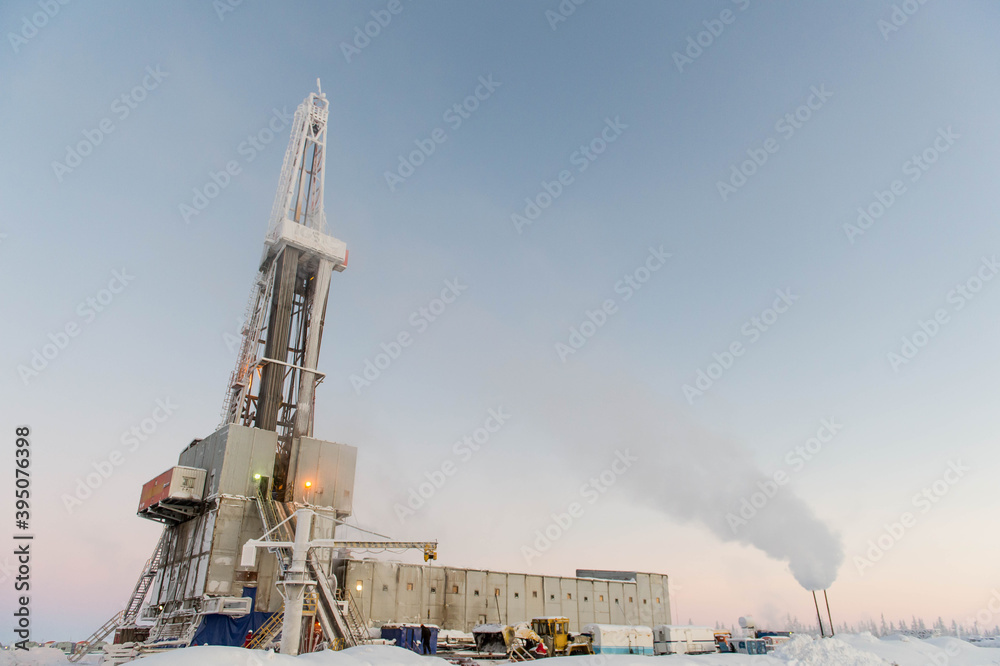 drilling platform in winter in the tundra drilling platform in winter in the tundra
