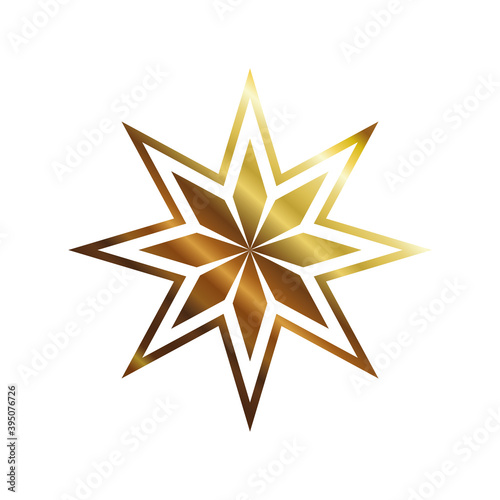 star with flower shaped gold style icon vector design