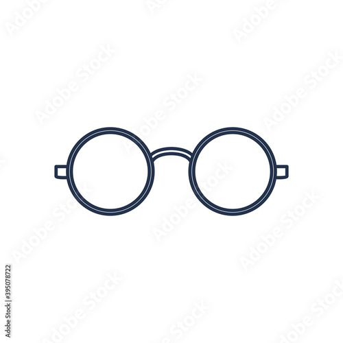 glasses of round frame, line style on white background